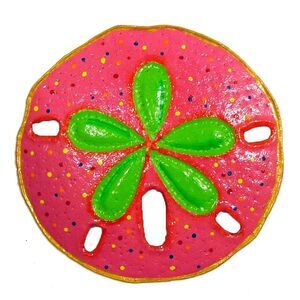 Tropical Beach Pink Sand Dollar Decor Haitian Metal Art